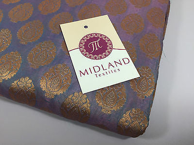 Pure Silk Indian Banarsi Floral Woven Golden Metallic Brocade 45' M260 Mtex - Midland Textiles & Fabric