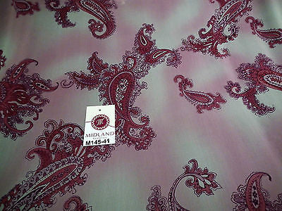 Pink Paisley Printed chiffon Dress fabric 45" M145-41 Mtex - Midland Textiles & Fabric