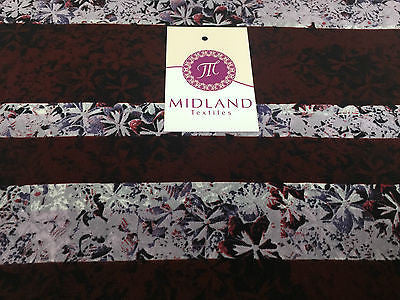 Burgundy and Lilac striped floral Dull Moss Crepe High Street Fabric 58" M401-11 - Midland Textiles & Fabric