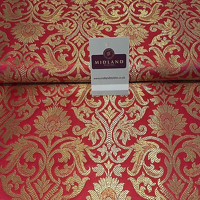 Indian Floral gold metallic banarsi brocade faux silk fabric 44" Wide M692 - Midland Textiles & Fabric
