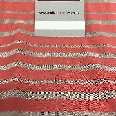 Coral pink and Grey Polyester Burnout viscose jersey striped Fabric 58' M720-5 - Midland Textiles & Fabric