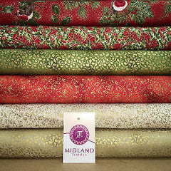 Red Merry Christmas themed 100% Cotton Patchwork & Crafting Fabric 45" Mtex - Midland Textiles & Fabric