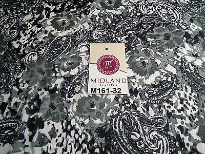 Cloud Grey Paisley printed chiffon fabric 44" wide M161-32 Mtex - Midland Textiles & Fabric