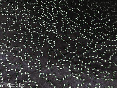 Black Velvet with sequins fabric 58'wide per metre Red-Blue-Green-Pink M15 Mtex - Midland Textiles & Fabric