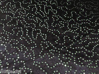 Black Velvet with sequins fabric 58"wide per metre Red-Blue-Green-Pink M15 Mtex - Midland Textiles & Fabric