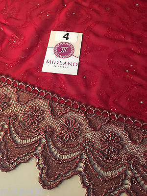 Vintage floral Uragiri scalloped edging dress fabric with clear stones M188 Mtex - Midland Textiles & Fabric