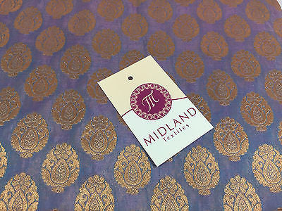 Pure Silk Indian Banarsi Floral Woven Golden Metallic Brocade 45' M260 Mtex - Midland Textiles & Fabric