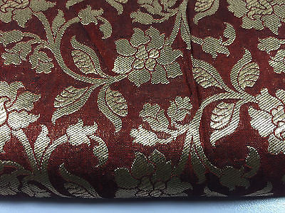 Pure Silk Indian Banarsi Floral Woven Golden Metallic Brocade 45' M260 Mtex - Midland Textiles & Fabric