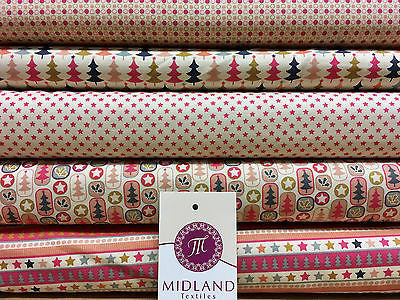 Multi Scandi 100% Cotton Christmas themed Patchwork & Crafting  Fabric 45' Mtex - Midland Textiles & Fabric