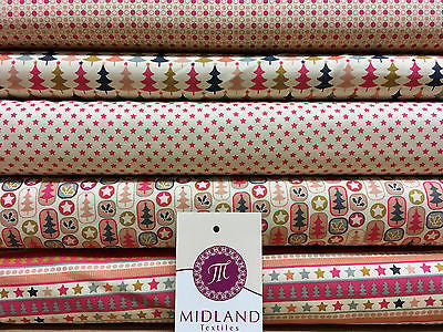 Multi Scandi 100% Cotton Christmas themed Patchwork & Crafting  Fabric 45" Mtex - Midland Textiles & Fabric