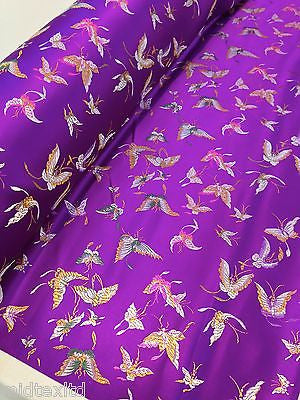CHINESE ORIENTAL BUTTERFLY BROCADE SILKY SATIN DRESS FABRIC 44" wide Mtex M57 - Midland Textiles & Fabric