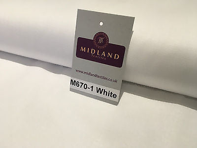 Plain White 100% Cotton ideal for clothing, draping, Craft 60" Wide M670-1 - Midland Textiles & Fabric