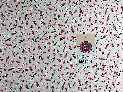 Small Floral Print on white soft polycotton dress Fabric 45" Wide M541 Mtex - Midland Textiles & Fabric