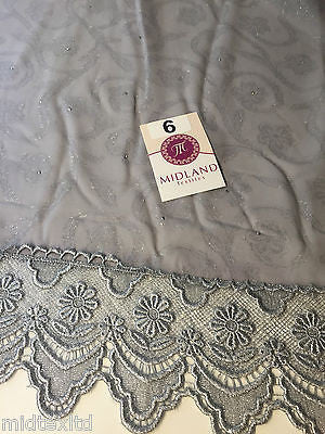 Vintage floral Uragiri scalloped edging dress fabric with clear stones M188 Mtex - Midland Textiles & Fabric