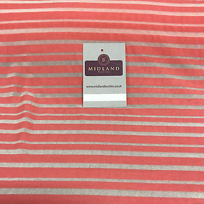 Coral pink and Grey Polyester Burnout viscose jersey striped Fabric 58" M720-5 - Midland Textiles & Fabric