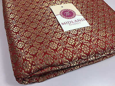 Pure Silk Indian Banarsi Floral Woven Golden Metallic Brocade 45' M260 Mtex - Midland Textiles & Fabric