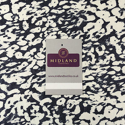 Navy and Cream abstract Georgette Chiffon Printed Dress Fabric 58' M401-43 Mtex - Midland Textiles & Fabric