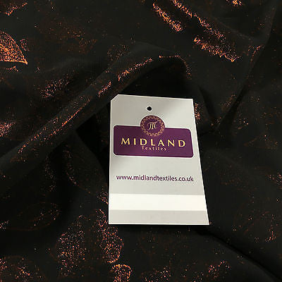 Black Floral Crinkle foggy foil chiffon printed dance fabric 44' M694 Mtex - Midland Textiles & Fabric
