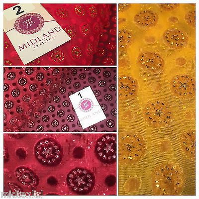 Burnout Chiffon velvet circles and spangle glitter fabric 50" Wide M187 Mtex - Midland Textiles & Fabric