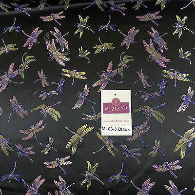 CHINESE ORIENTAL GOLD DRAGONFLY BROCADE SILKY SATIN DRESS FABRIC 44' M163 - Midland Textiles & Fabric
