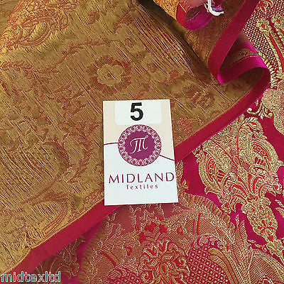 Indian Banarsi Gold Metallic Ornamental floral brocade fabric M373 Mtex 40" wide - Midland Textiles & Fabric