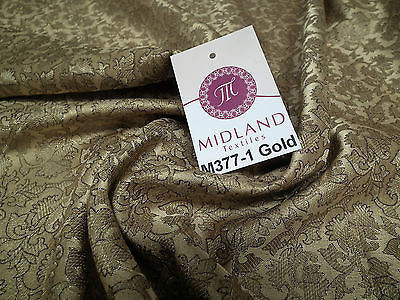 Indian  Floral Gold Metallic faux silk banarsi Brocade 44' Wide M377 - Midland Textiles & Fabric