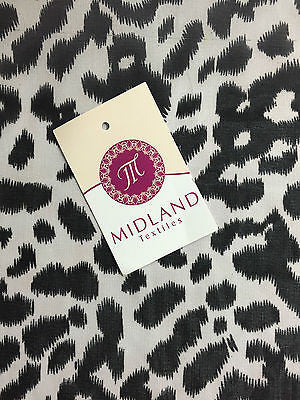 White and Black animal leopard print semi transparent chiffon 44' M161-17 Mtex - Midland Textiles & Fabric