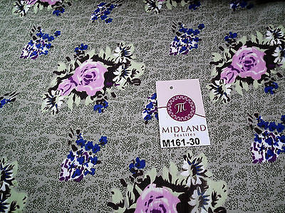 Soft olive floral pink rose printed chiffon fabric 44' wide M161-30 Mtex - Midland Textiles & Fabric