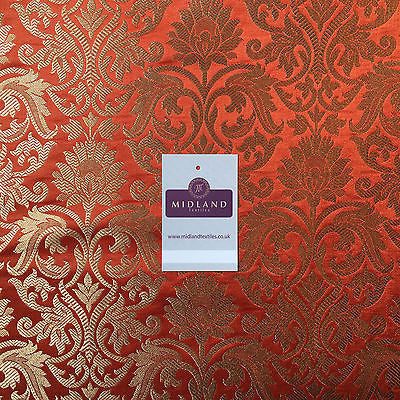 Indian Floral gold metallic banarsi brocade faux silk fabric 44' Wide M692 - Midland Textiles & Fabric