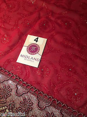 Vintage floral Uragiri scalloped edging dress fabric with clear stones M188 Mtex - Midland Textiles & Fabric