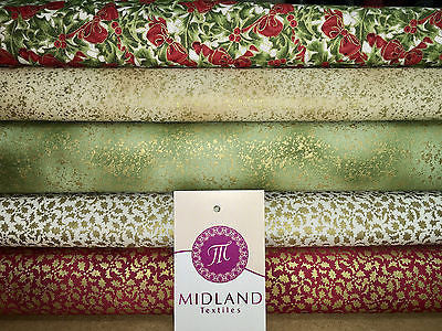 White Merry Christmas themed 100% Cotton Patchwork & Crafting Fabric 45" Mtex - Midland Textiles & Fabric