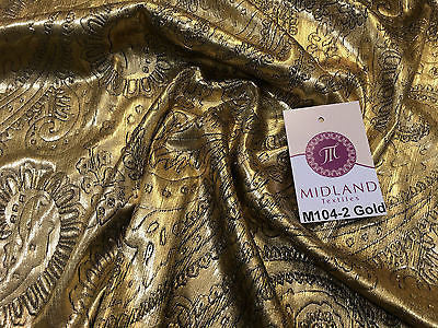 Lame Corduroy Paisley Embossed Foil 1 way stretch Fabric 58' wide M104 Mtex - Midland Textiles & Fabric