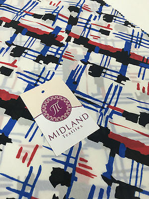 White, red, blue and black satin chiffon twill high street printed 58' M401-6 - Midland Textiles & Fabric