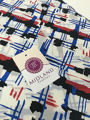 White, red, blue and black satin chiffon twill high street printed 58" M401-6 - Midland Textiles & Fabric