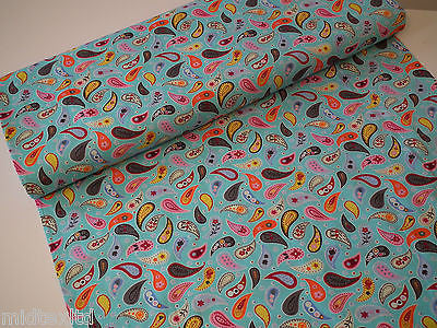 Paisley Print 100% Cotton Poplin Fabric, 45' Craft Cotton Wide M25 Mtex - Midland Textiles & Fabric