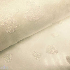 100% Polyester Organza, Flocked lurex heart design 58' wide width fabric M113 - Midland Textiles & Fabric