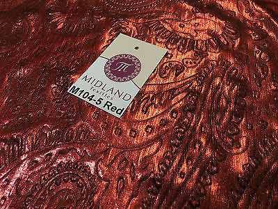 Lame Corduroy Paisley Embossed Foil 1 way stretch Fabric 58" wide M104 Mtex - Midland Textiles & Fabric