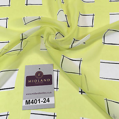 Light Lemon and white check light chiffon High Street Fabric 58' M401-24 Mtex - Midland Textiles & Fabric