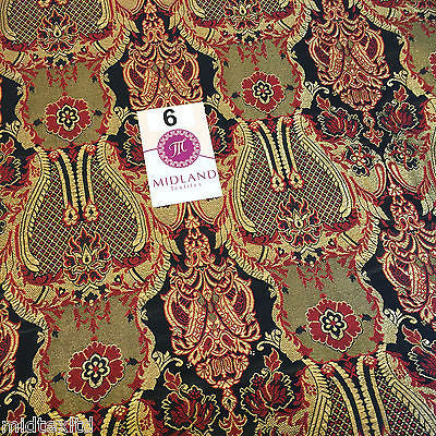 Indian Banarsi Gold Metallic Ornamental floral brocade fabric M373 Mtex 40' wide - Midland Textiles & Fabric