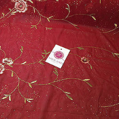 Floral Embroidery with gold thread work metallic dewdrop on georgette M320 Mtex - Midland Textiles & Fabric