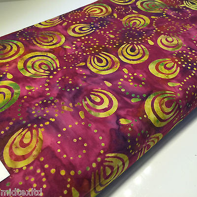 Swirl and dot design contrasting colours Bali batik fabric 100% Cotton M525 Mtex - Midland Textiles & Fabric