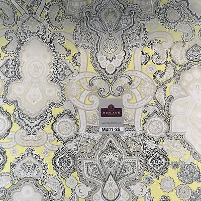 Daffodil Yellow & White Ornamental Light Chiffon Printed Fabric 58' M401-26 Mtex - Midland Textiles & Fabric