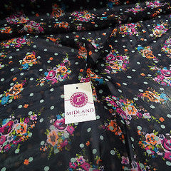 Deep Navy Floral polka dot chiffon semi transparent 44" wide M161-18 Mtex - Midland Textiles & Fabric