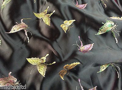 CHINESE ORIENTAL BUTTERFLY BROCADE SILKY SATIN DRESS FABRIC 44' wide Mtex M57 - Midland Textiles & Fabric
