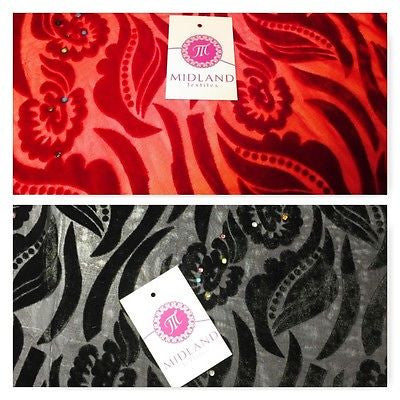 Burnout leaf floral print on chiffon 50' Inches Wide M161-9 Mtex - Midland Textiles & Fabric