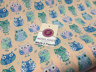 Retro Novelty Quirky Owl Printed 100% cotton Poplin Fabric 44' Wide  M529 Mtex - Midland Textiles & Fabric