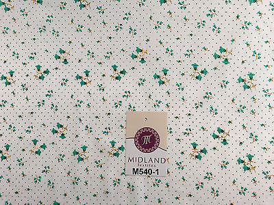 Floral vintage small dot print on white Polycotton fabric 45" Wide M540 Mtex - Midland Textiles & Fabric