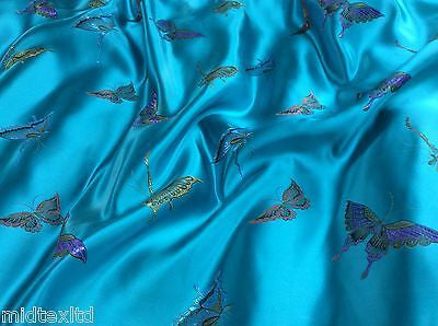 CHINESE ORIENTAL BUTTERFLY BROCADE SILKY SATIN DRESS FABRIC 44" wide Mtex M57 - Midland Textiles & Fabric