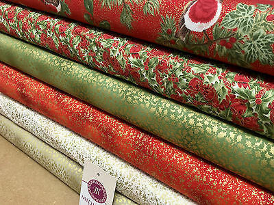 Red Merry Christmas themed 100% Cotton Patchwork & Crafting Fabric 45' Mtex - Midland Textiles & Fabric