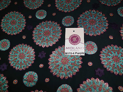 Burnout Satin Chiffon Mandalas Printed Dress Fabric 58' M115 Mtex - Midland Textiles & Fabric